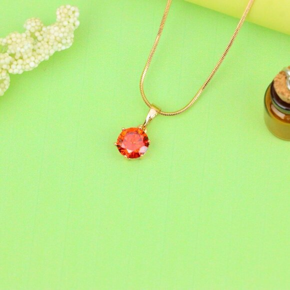 "Fiery Red Round Pendant in Gold Plating with Elegant Minimal Look, XPPT1676 - Picture 12 of 13